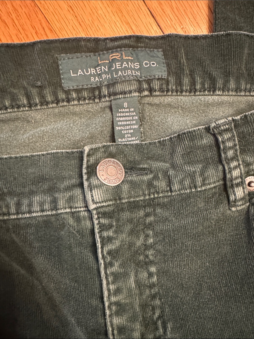 Ralph Lauren Pants Corduroy Women’s Dark Olive Cotton Straight Leg 8 - Picture 2 of 7